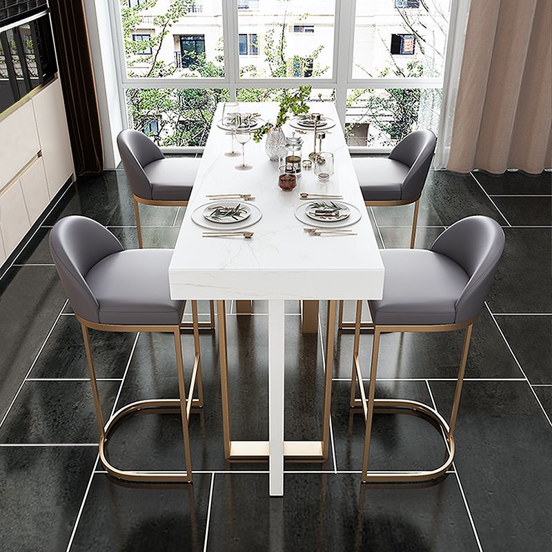 Faux Marble Top Counter Table Modern White Counter Table for Patio Use