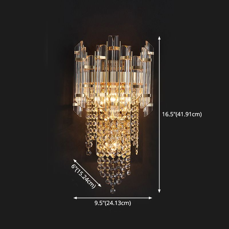 Carbon Steel Gold Wall Lamp in Modern Luxury Style Crystal Geometric Wall Light for Interior Spaces