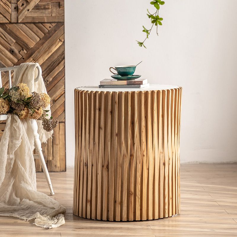 Round Solid Wood Side Table Rustic Tree Stump Side End Snack Table