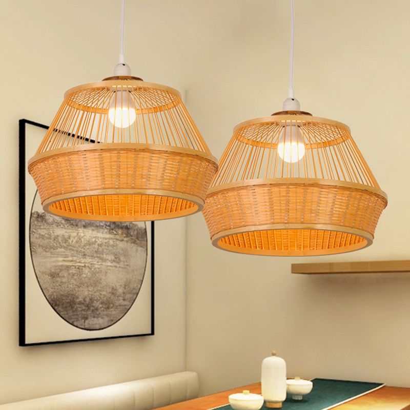 Baneta de beige colgante techo luz Asia estilo 1 accesorio de iluminación colgante de bambú de luz para comedor