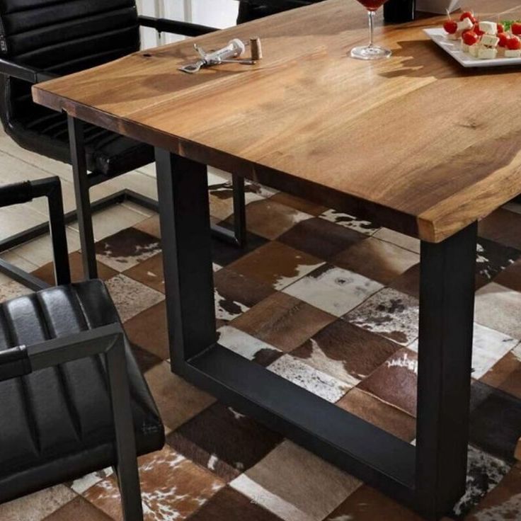 Industrial Brown Rectangle Shape Dining Table Solid Wood Standard Dining Table for Kitchen