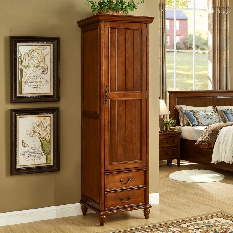 Traditional Birch Wood Storage Cabinet with Hinged Door Matte Finish Cabinet for Home