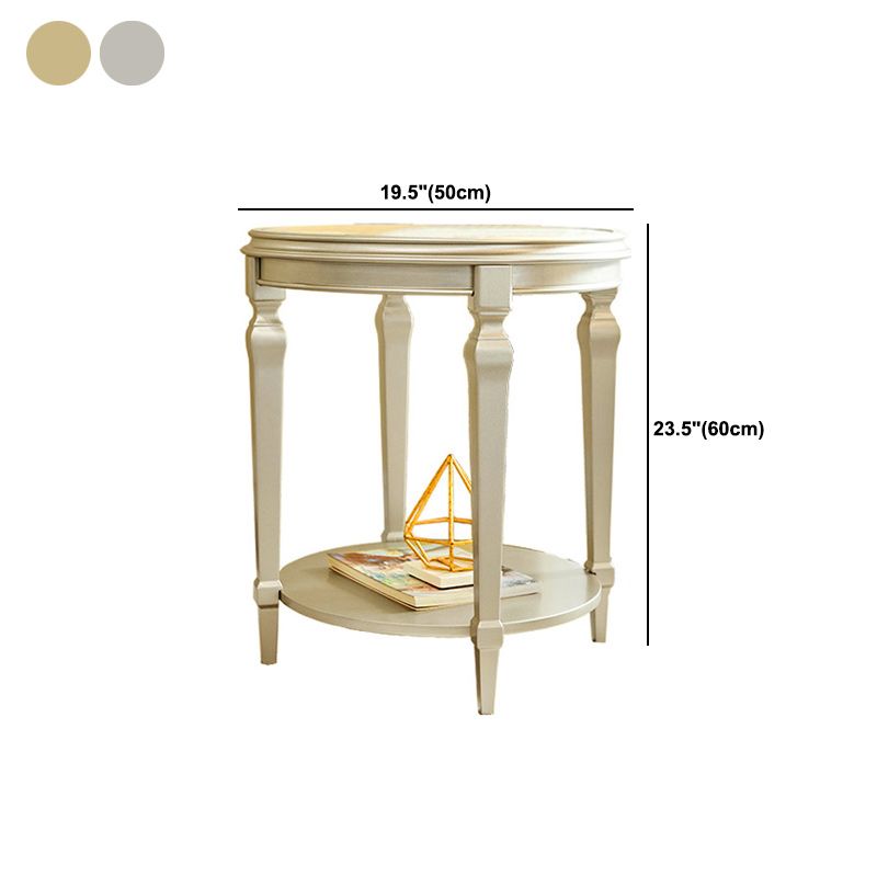 Modernistic Round Double Tier End Table Solid Wood 4 Legs End Table