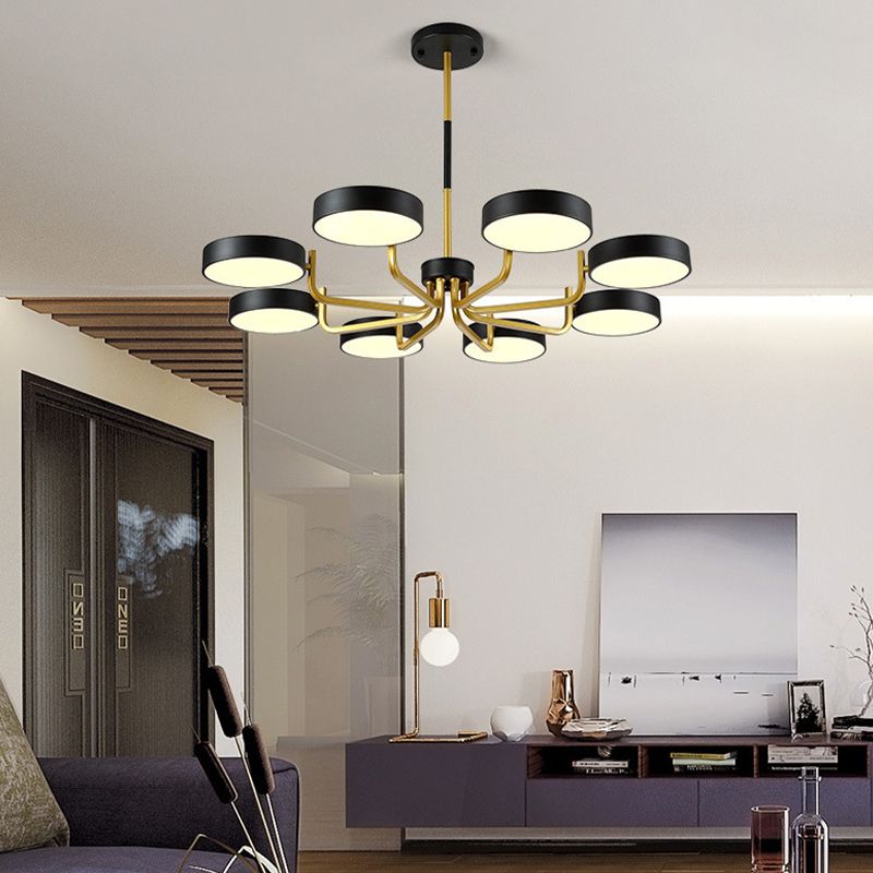 Nordic Round LED Chandelier Metallic Bedroom Living Room Suspension Lighting Fixture