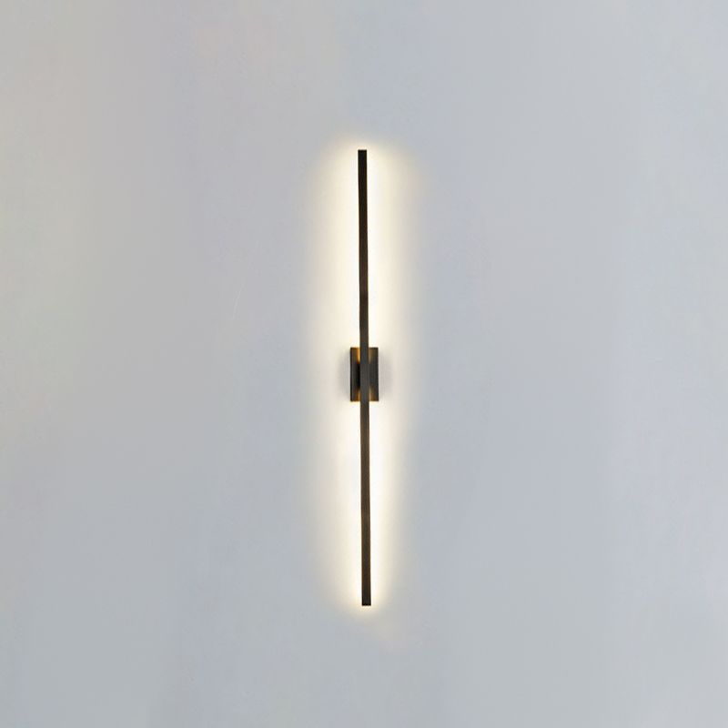 2-Lights Metal Wall Light Modern Style Linear Shape Wall Mount Light Fixture in Black
