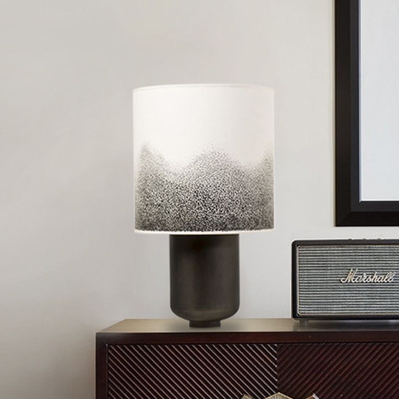 Tissu baril Table Light Contemporary 1 Bulbe Black Task Lighting avec base métallique
