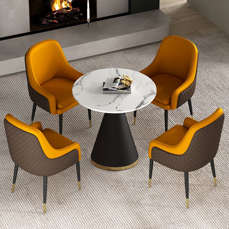 1/2/5 Pcs Metal Modern Dining Room Set with Round Table Dinette Set