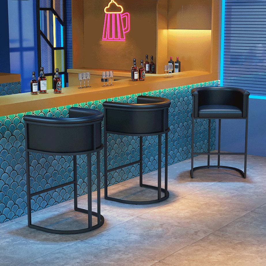 1/2/3 Pieces Industrial Black Bar Table Set Round Bistro Set with Solid Back Stools