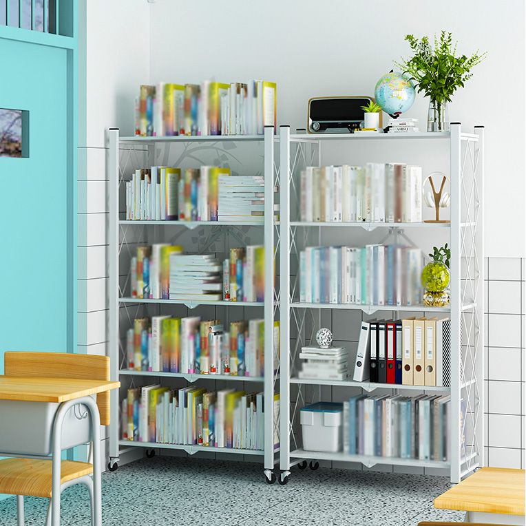 Libreria etagere pieghevole industriale in metallo libreria aperta con ruote di caster