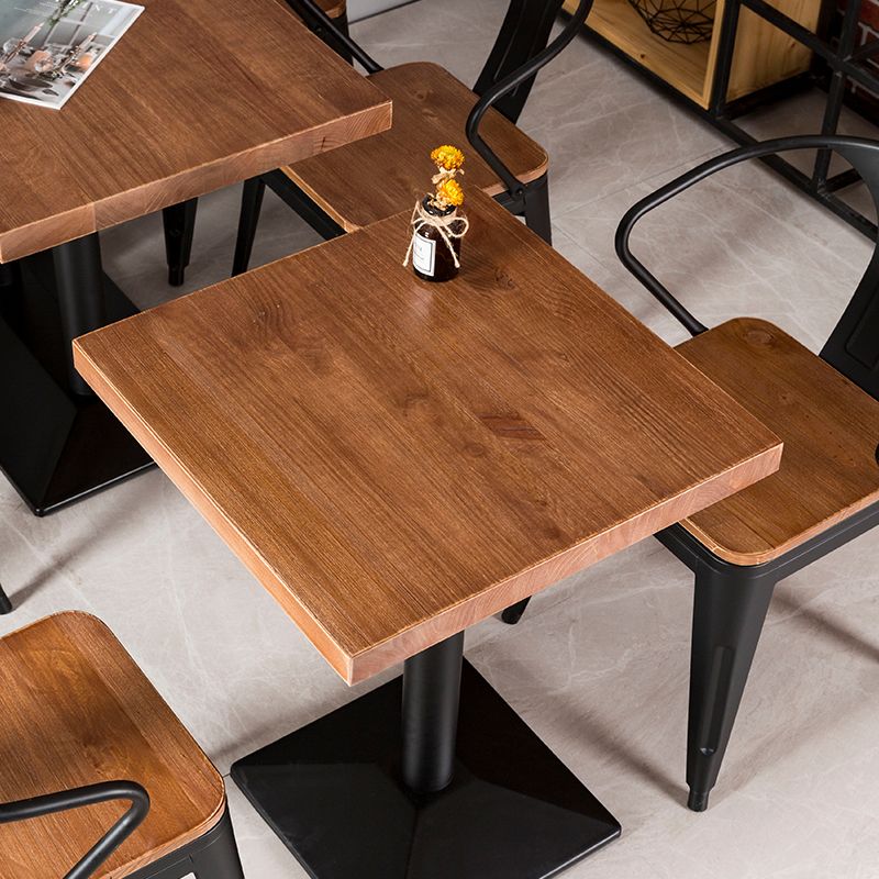 Solid Wood Industrial Style Dining Table Brown Table with Black Frame for Dinning Room