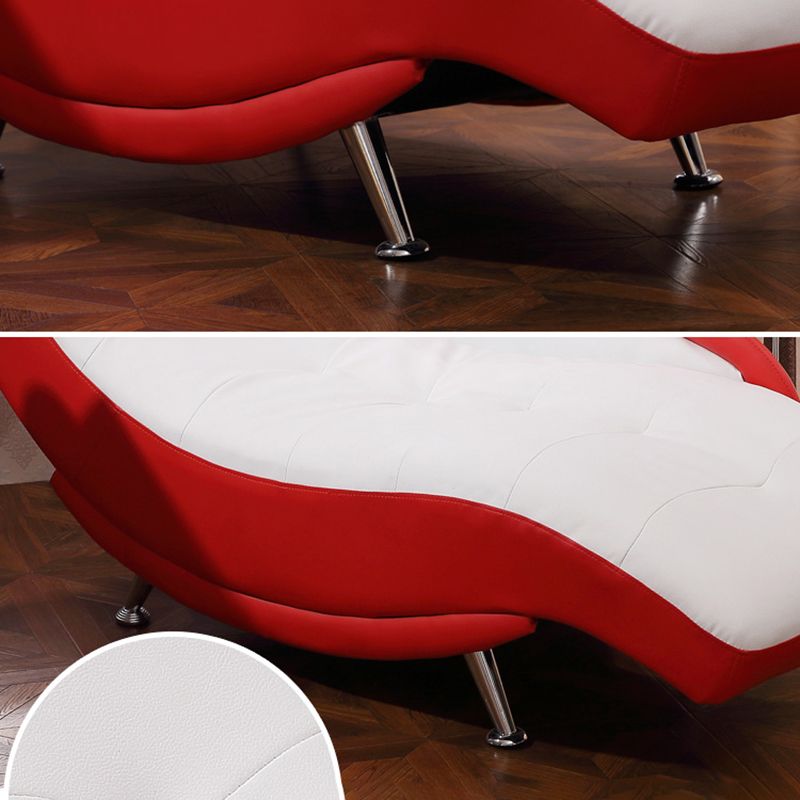 Modern Upholstered Reclining Chaise Lounge with One Arm Faux Leather Chaise