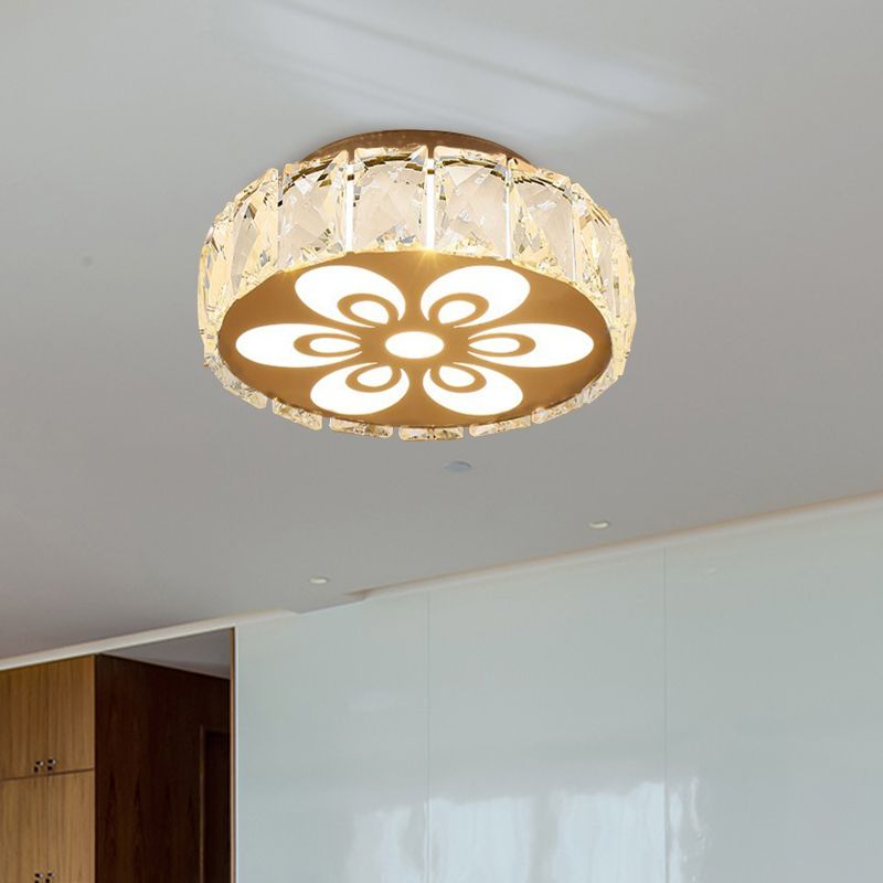 Prismatic Crystal Chrome Ceiling Flush Flower Patterned Circle Modernist LED Flush Mount Light Fixture