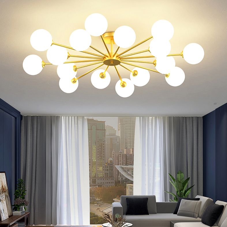 Plafonnier moderne au plafond à chasse d'eau avec une teinte en verre pour la chambre à coucher du salon