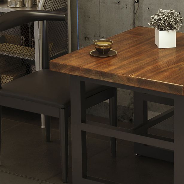 Industrial Dining Table Pine Solid Wood Table with Black Trestle Base for Dining Room
