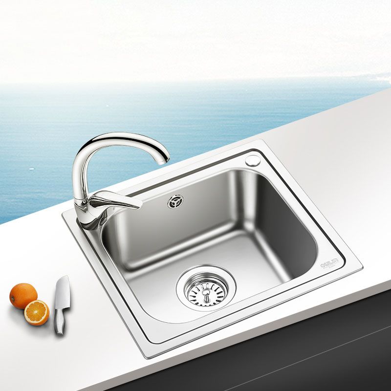 Modern Stainless Steel Kitchen Sink Single Bowl Sink with Basket Strainer