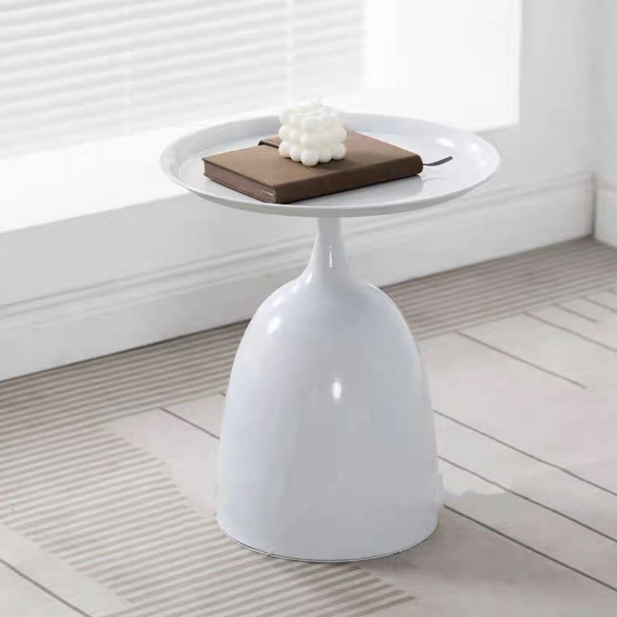 Medieval Modern Style Round Metal Table with Pedestal Base Side Table