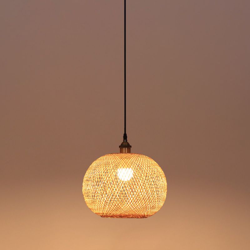 Moderne Stil Ballform Bambus Anhänger Leuchte