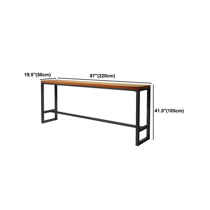 Rectangle Wood Bar Dining Table Contemporary Bar Table with Trestle Base in Black