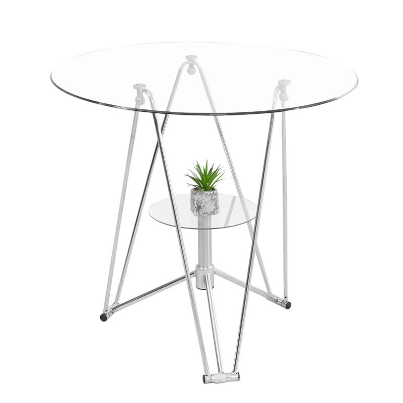 Modern Round Dining Room Table Tempered Glass Table with Pedestal Base for Dining Room