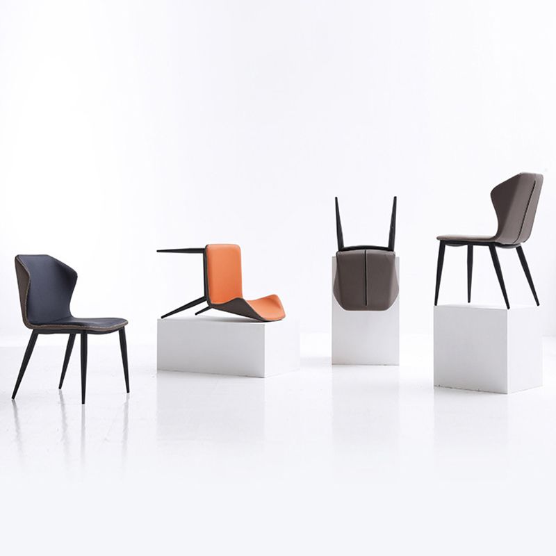 Sillas de comedor con respaldo de estilo industrial, sillas auxiliares de comedor de cuero para cocina (juego de 2)
