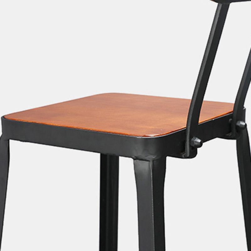 Taburete de bar interior de madera maciza de metal contemporáneo con respaldo