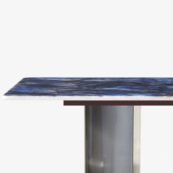 Simplicity Style Rectangle Stone Fixed Dinner Table with Double Pedestal