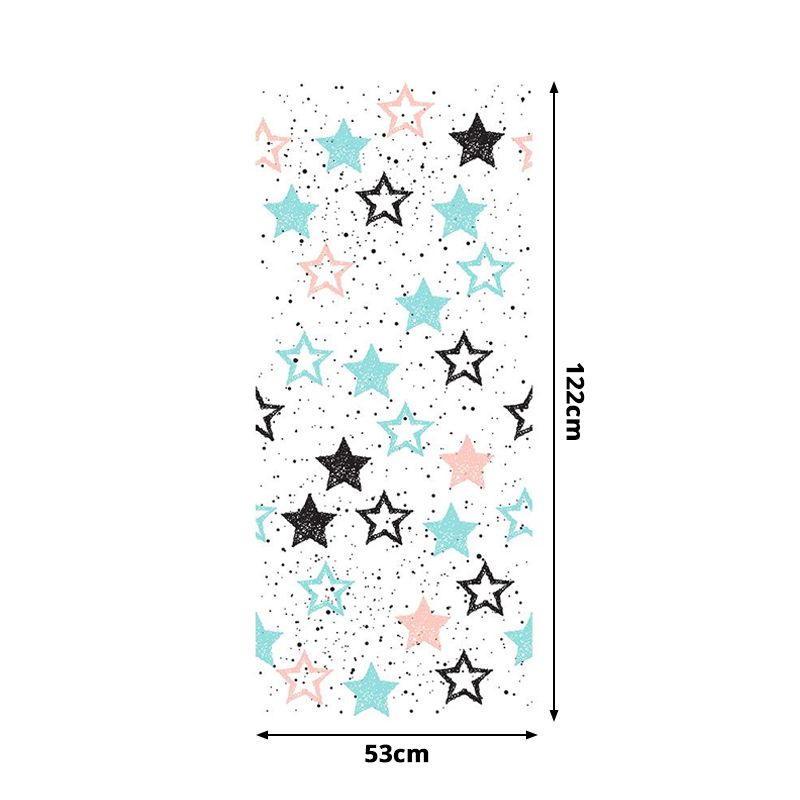 PVC Blue Wallpaper Panels Kids Star and Dot Print Self-Adhesive Wall Decor, 4' L x 20.5" W