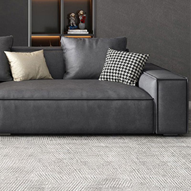 Contemporary Faux Leather 4-seat Living Room Square Arm Cushions Seating