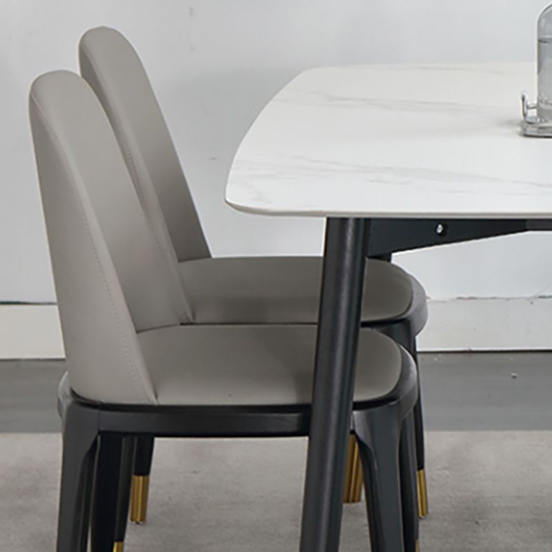Mid-Century Rectangle Dining Table Stone Dining Table with 4 Legs