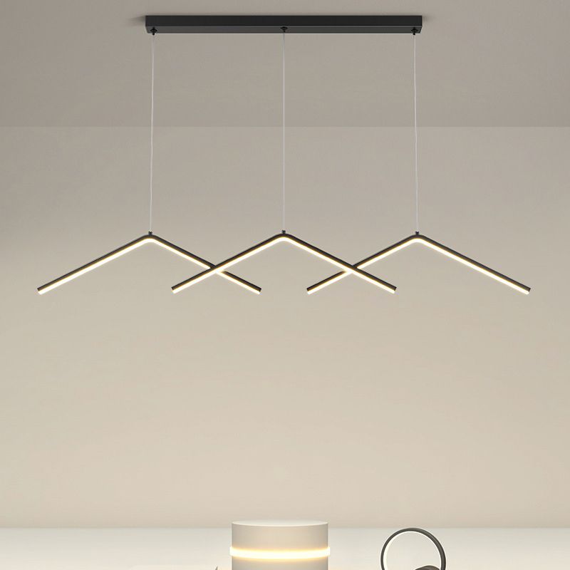 Zeitgenössischer Stil linearer Form Island Leuchten Metall 3 Licht hängende Anhängerleuchten