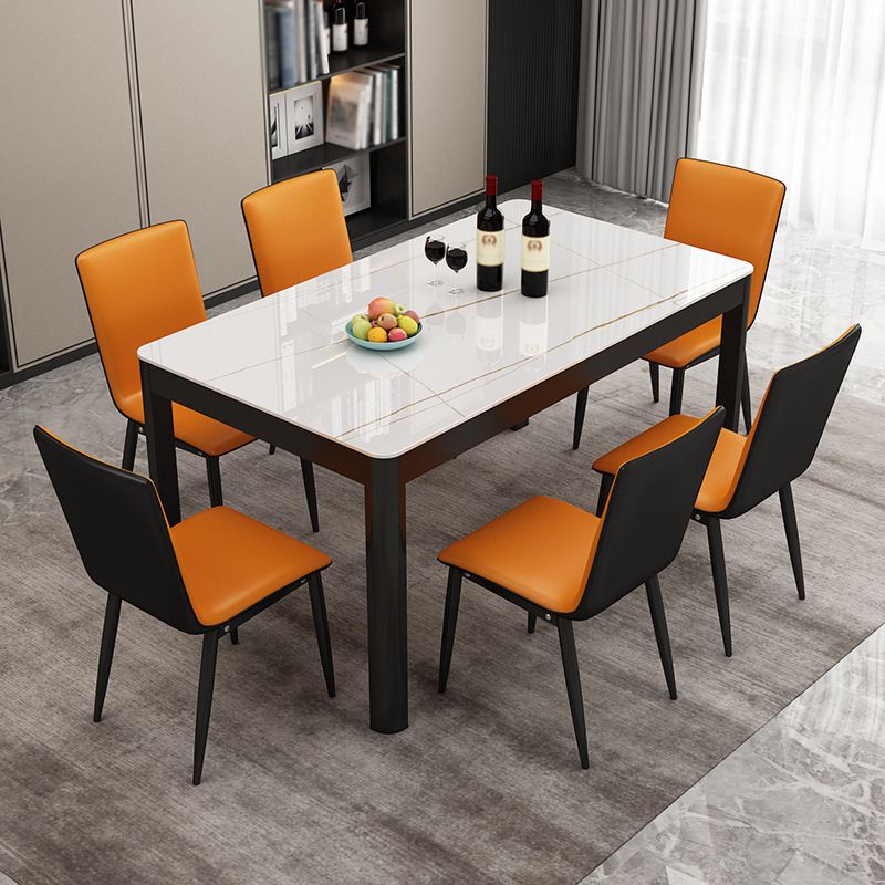 Metal Modern Rectangle Indoor Table Glass Top Table for Dining Room