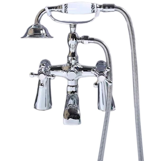 Traditional Floor Mounted Copper Freestanding Tub Filler Spray Gun Tub Filler Trim