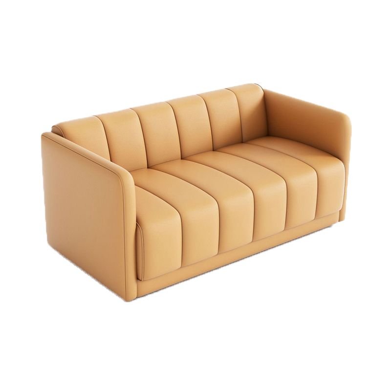 Modern Style Faux Leather Sofa 2-Seater Sewn Pillow Back Loveseat