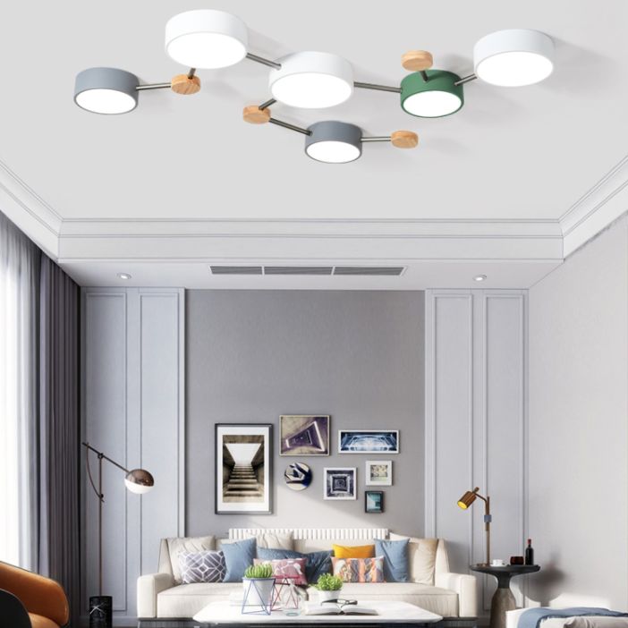 New Modern Sputnik Flush Mount Ceiling Light Metal Bedroom Flush Light in Grey