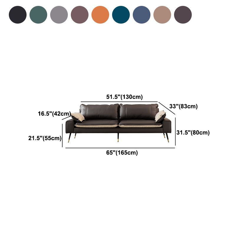 31.4"H Faux Leather Solid Color Square Arm Sofa for Living Room