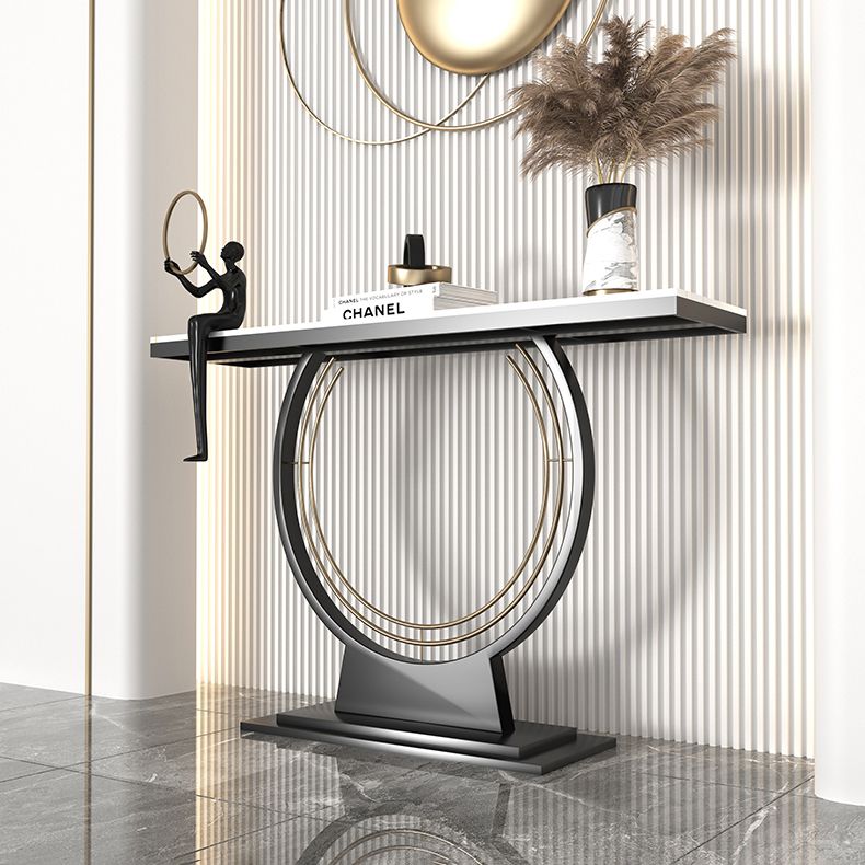Contemporary Stone Console Sofa Table Rectangle End Table for Hall