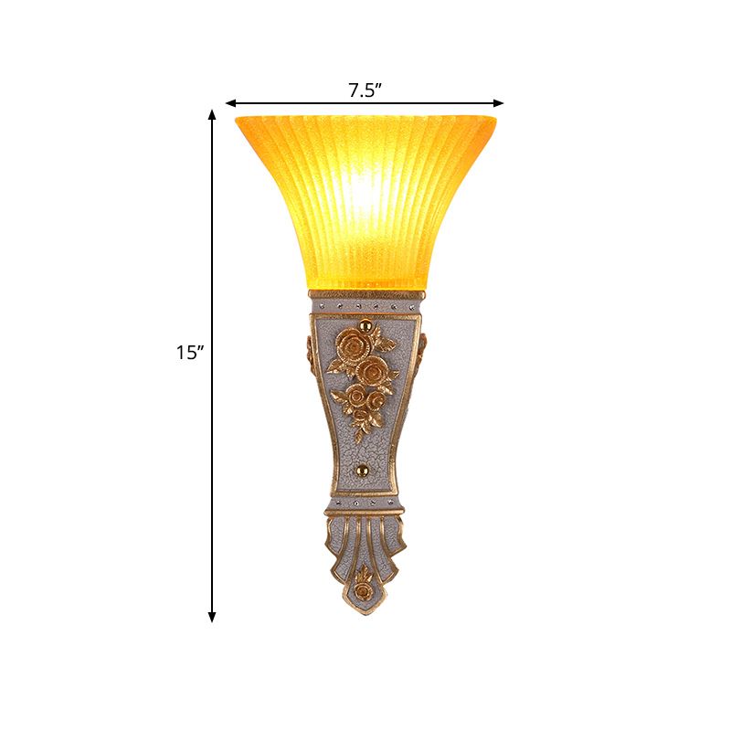 1 Kopfleuchte Leuchte Moderner Stil ausgestattet Schatten gelbe Glas und Harzwandhalterung Licht in Gold/Weiß