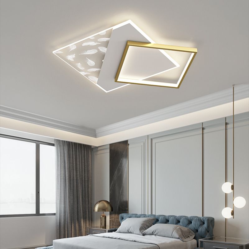 Modern Style Square Shape Ceiling Lamp Metal 2 Light Ceiling Lighting for Living Room