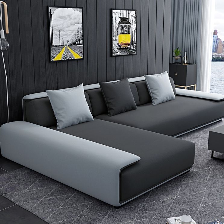 Dark Grey Modular Sectional with Square and Pillow Back Cushion