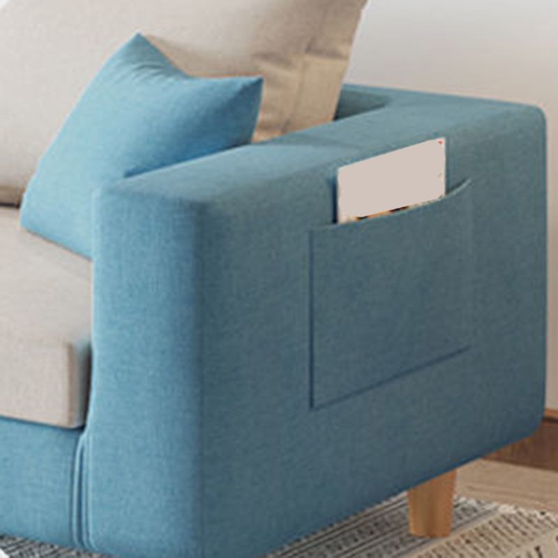 Modern Cushions Standard Square Arm Living Room Linen Stationary Sofa