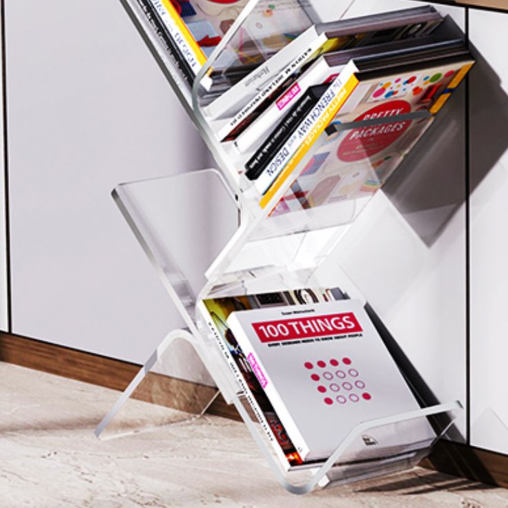 Acrylic Open Back Bookcase Standard Scandinavian Bookshelf with Shelves