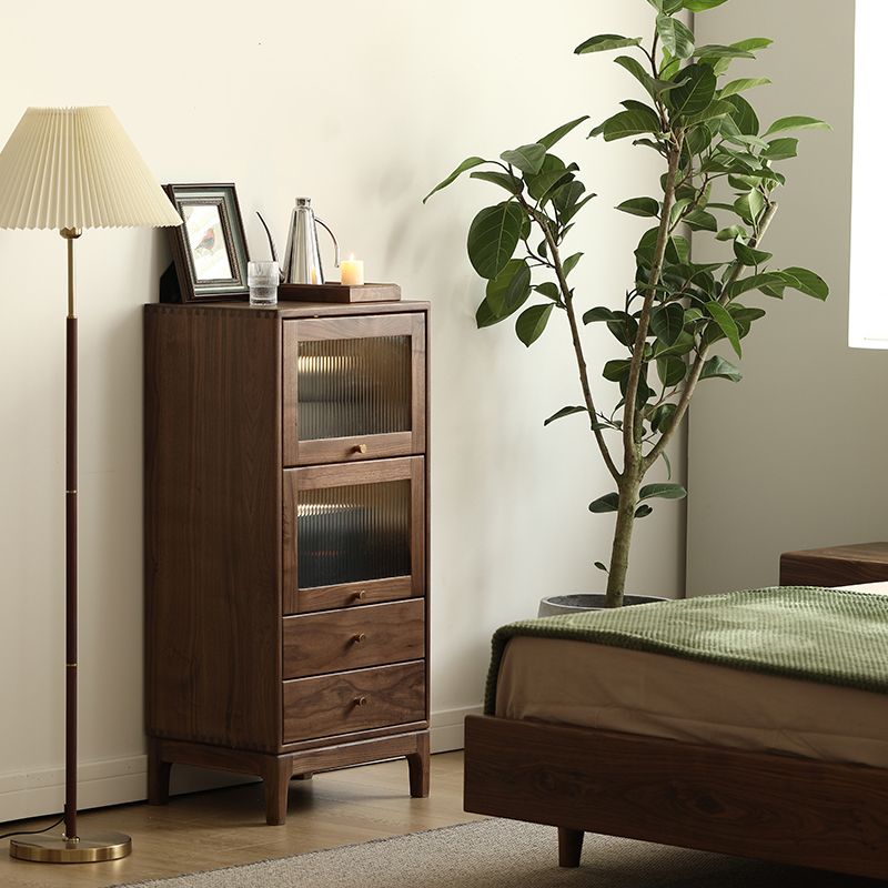 Mid-Century Modern Walnut Storage Cabinet Solid Wood Brown Storage Cabinet
