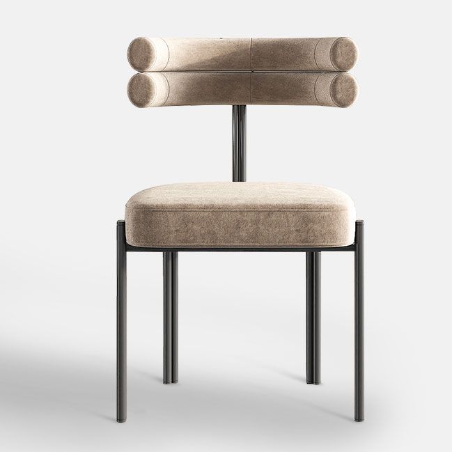 Contemporary Open Back Dining Chairs Velvet Arm Dining Chair