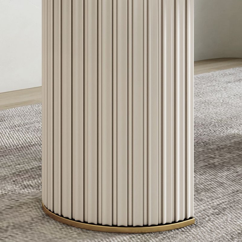 Simple Oval Dining Room Table Sintered Stone Top Double Pedestal Table