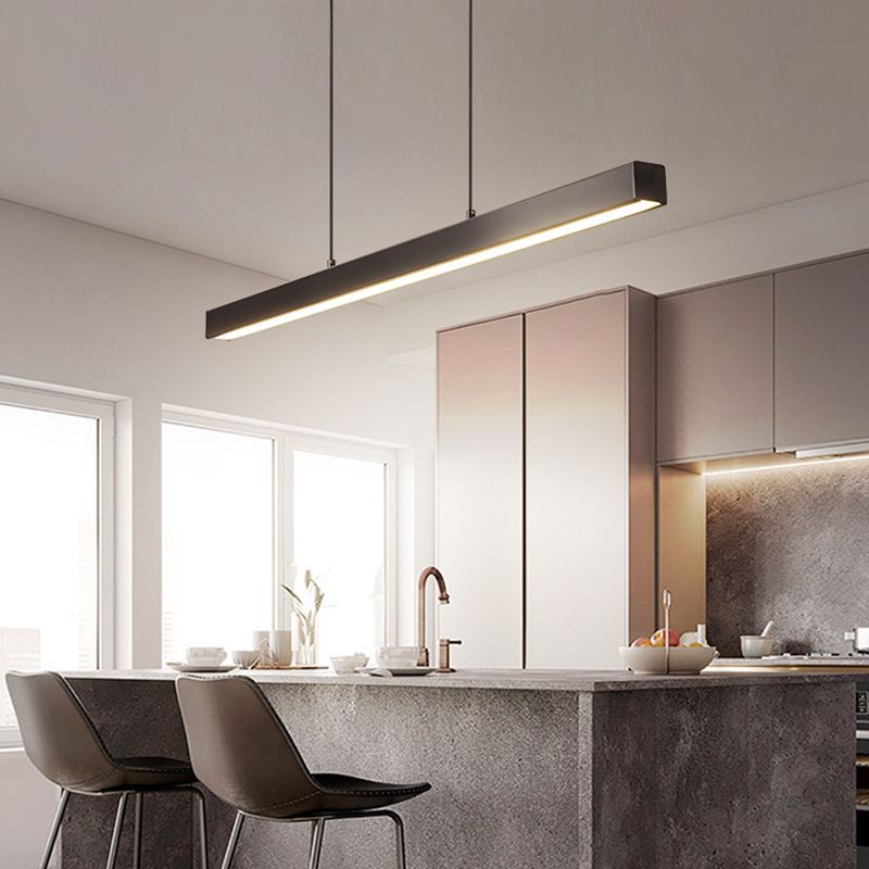 Contemporary Minimalism Island Light Fixture Metal Linear Chandelier Lamp