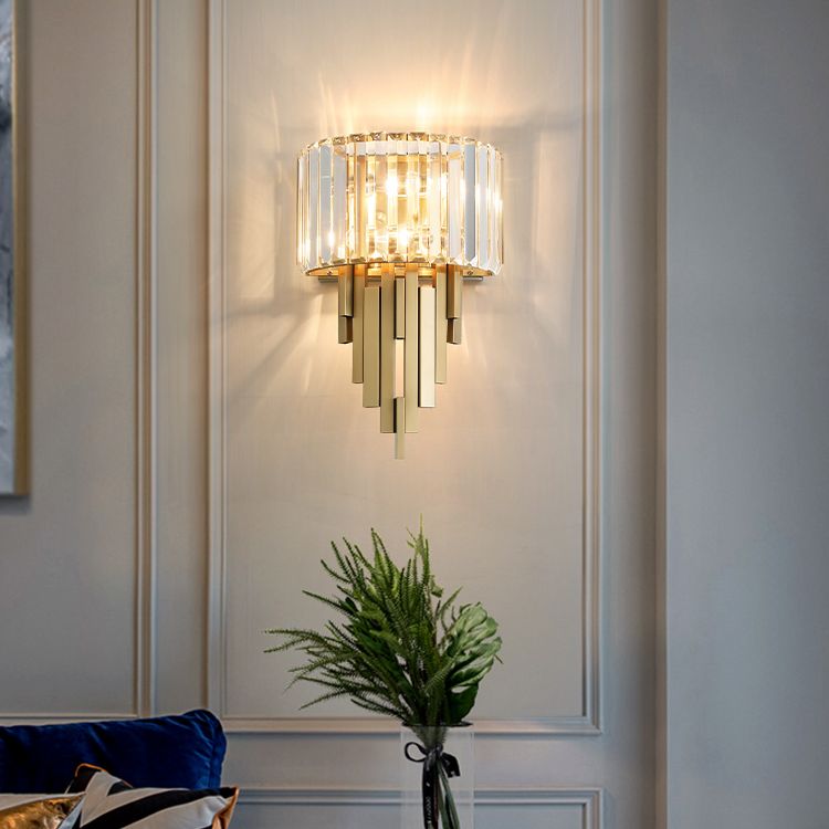 Half Shade Bedroom Wall Sconce Lighting Crystal Nordic Style Wall Lighting Fixture in Gold