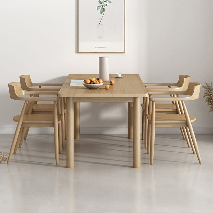Contemporary Solid Wood Dining Table Natural Rectangle Table with 4 Legs