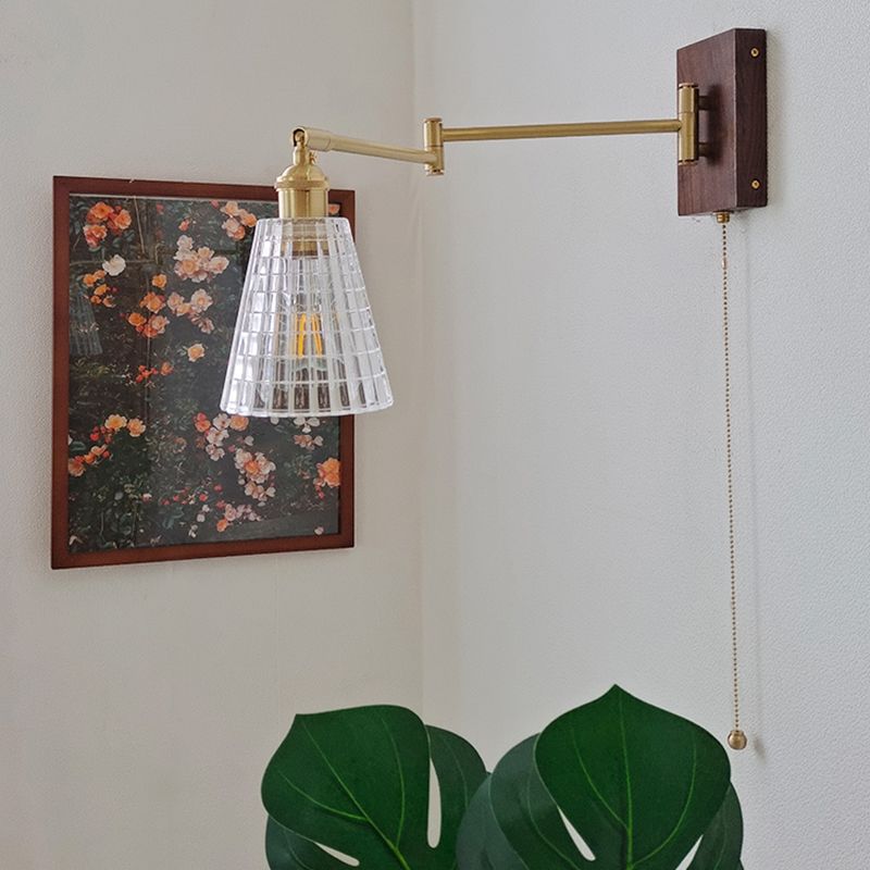 Adjustable Wooden Wall Mount Light Modern 1-Light Wall Light for Living Room