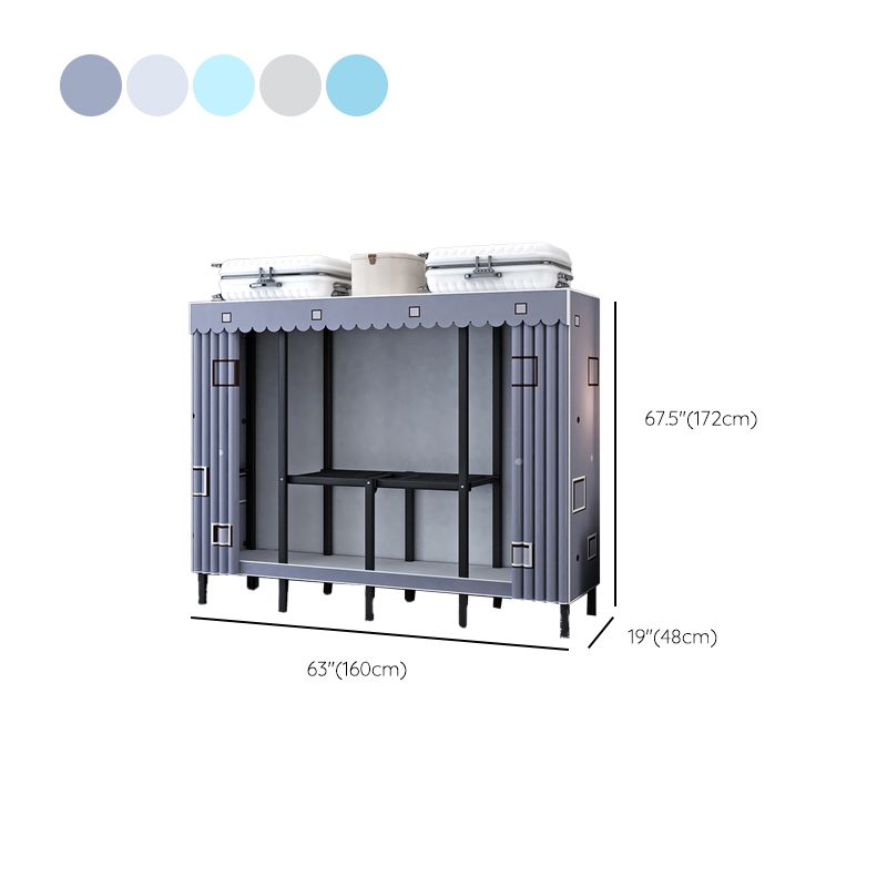 Contemporary Wardrobe Armoire with Shelves Steel Wardrobe Cabinet