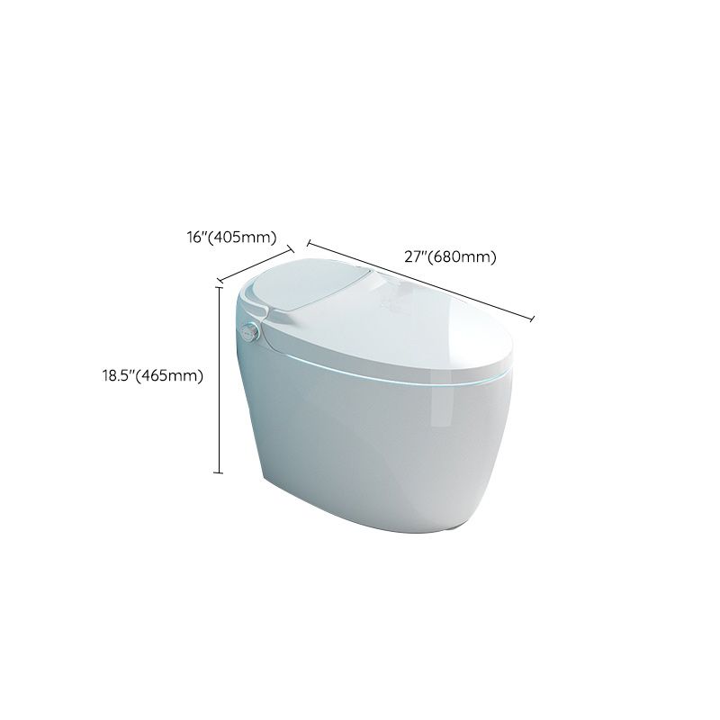 Electronic Toilet Seat in White Elongated Floor Standing Bidet with Heated Seat